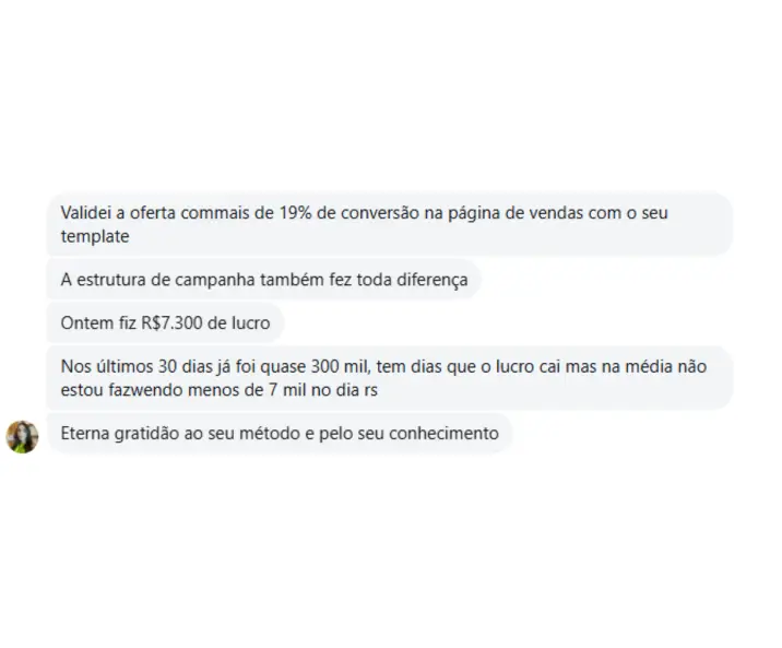 Depoimento de aluno no WhatsApp