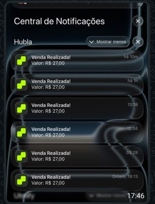 Notificações de vendas realizadas na Hubla